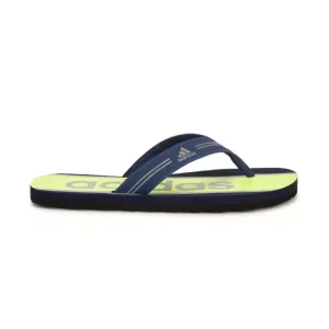 Adidas Men's Glossate Flip Flops Slipper (Mystery Blue/Dove Grey/Solar Yellow)