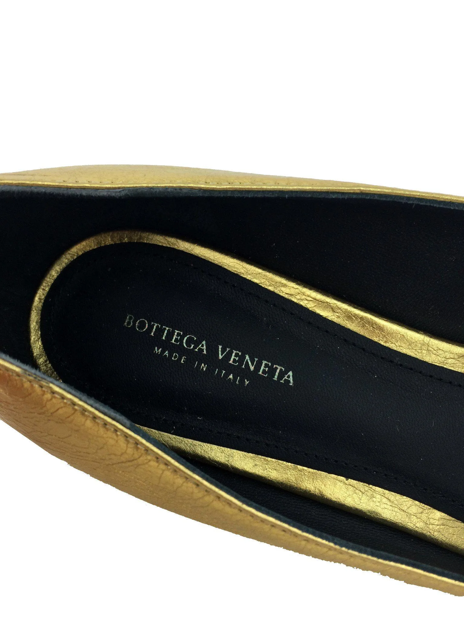 Bottega Veneta Embellished Metallic Leather Ballerinas Size 7.5