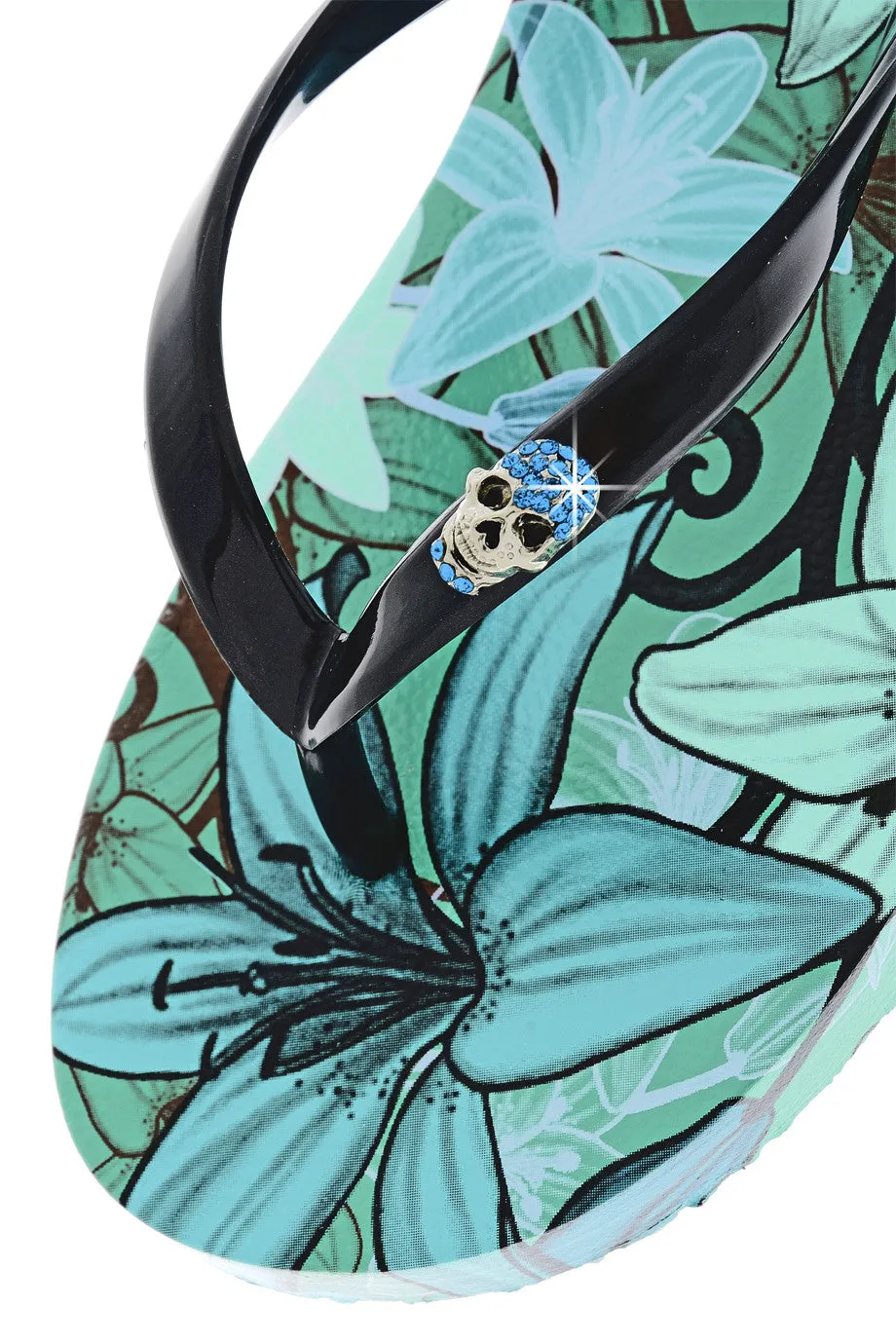 COLORS OF CALIFORNIA FLOWER POWER Turquoise Flip Flops