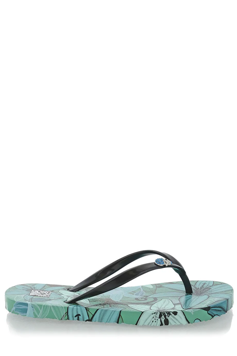 COLORS OF CALIFORNIA FLOWER POWER Turquoise Flip Flops