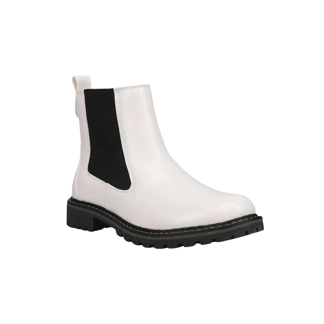 Corky's Women's To Be Honest Round Toe Chelsea White Casual Boots