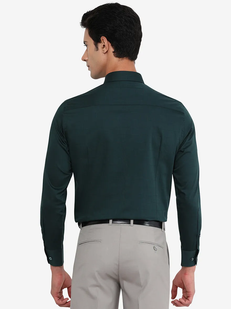 Dark Green Solid Slim Fit Formal Shirt | Metal