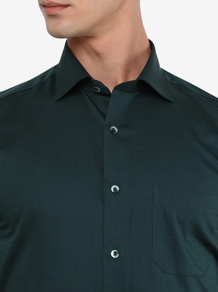 Dark Green Solid Slim Fit Formal Shirt | Metal