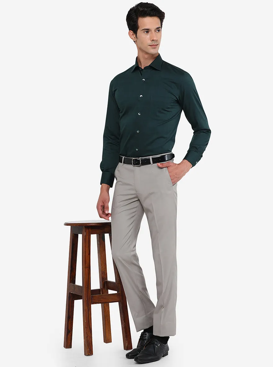 Dark Green Solid Slim Fit Formal Shirt | Metal