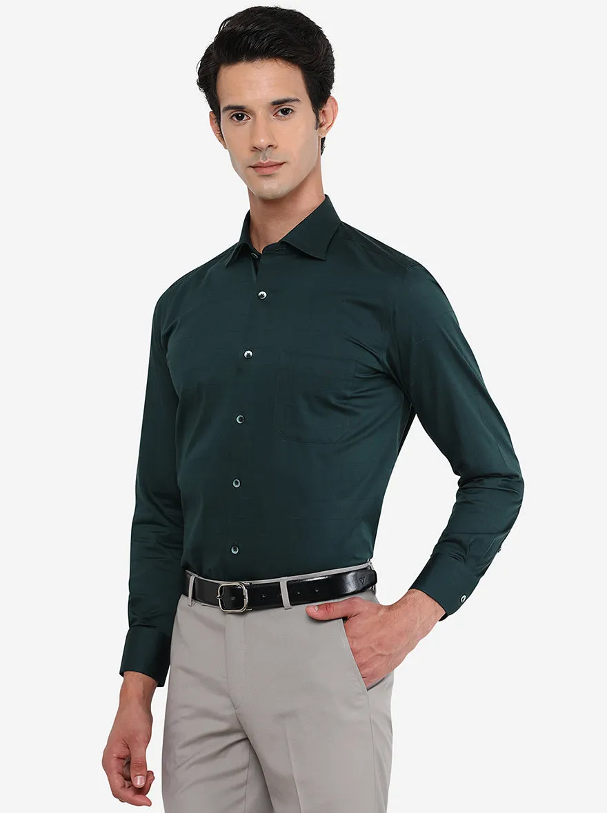 Dark Green Solid Slim Fit Formal Shirt | Metal