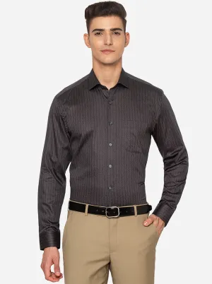 Dark Grey Printed Regular Fit Formal Shirt | JadeBlue