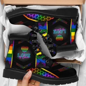 Lgbt Love Is Love Leather Boots 3 - Christian Shoes For Men And Women