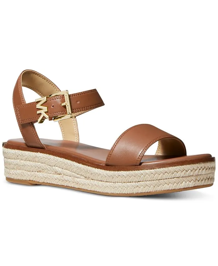 Michael Kors Womens Brown Richie Espadrille Platform Wedge Sandals