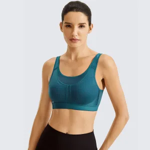 Quick-dry Extra Comfort Mesh Wireless Full Coverage Blue Sports Bra