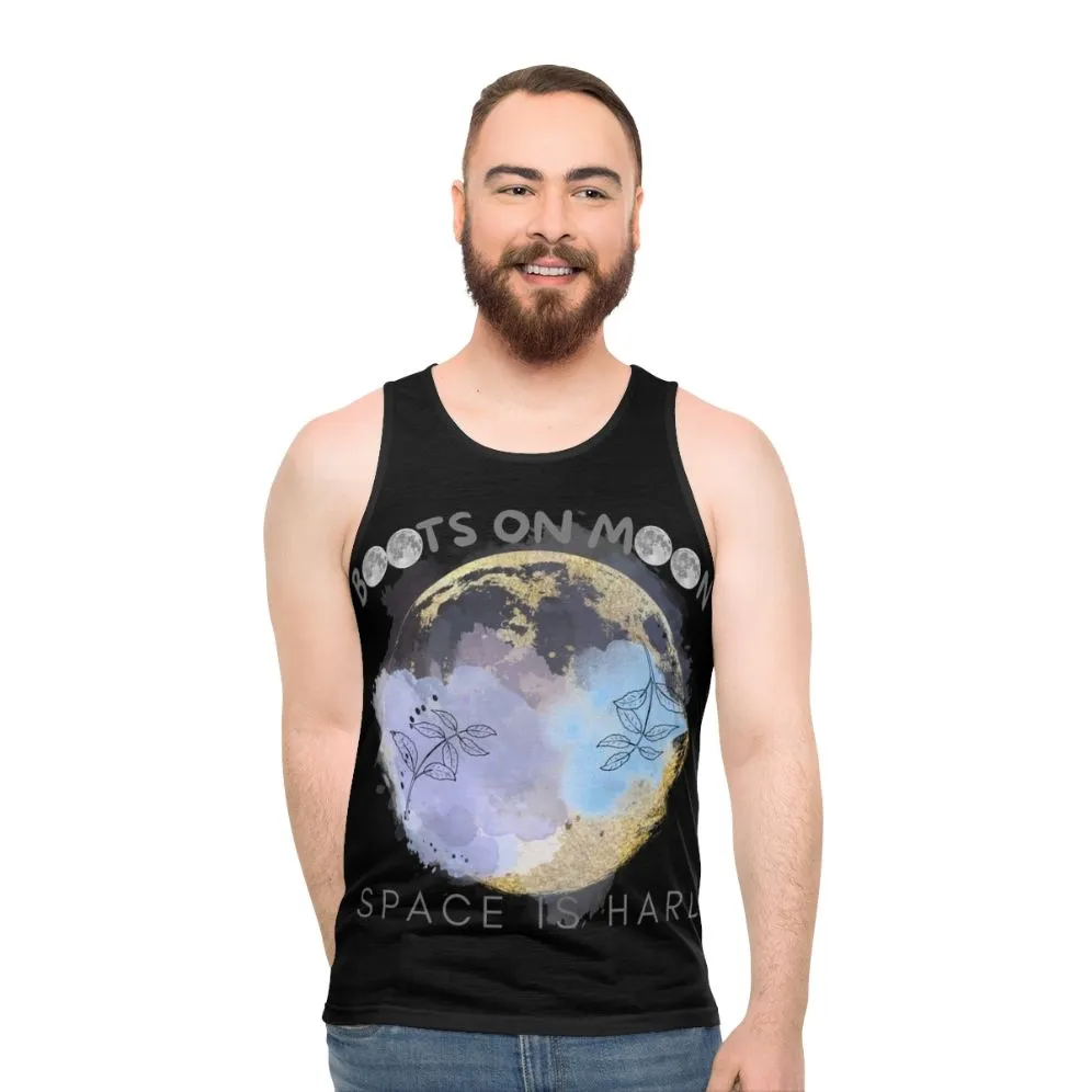 "Netflix Space Force Unisex Tank Top: Boots on the Moon"