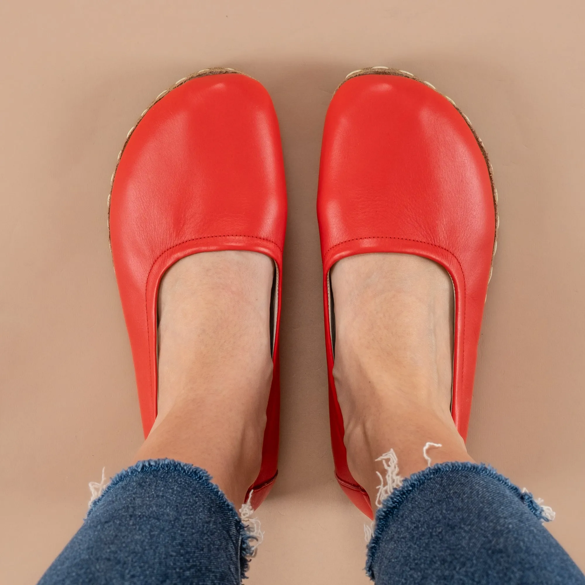 Red Barefoot Ballet Flats