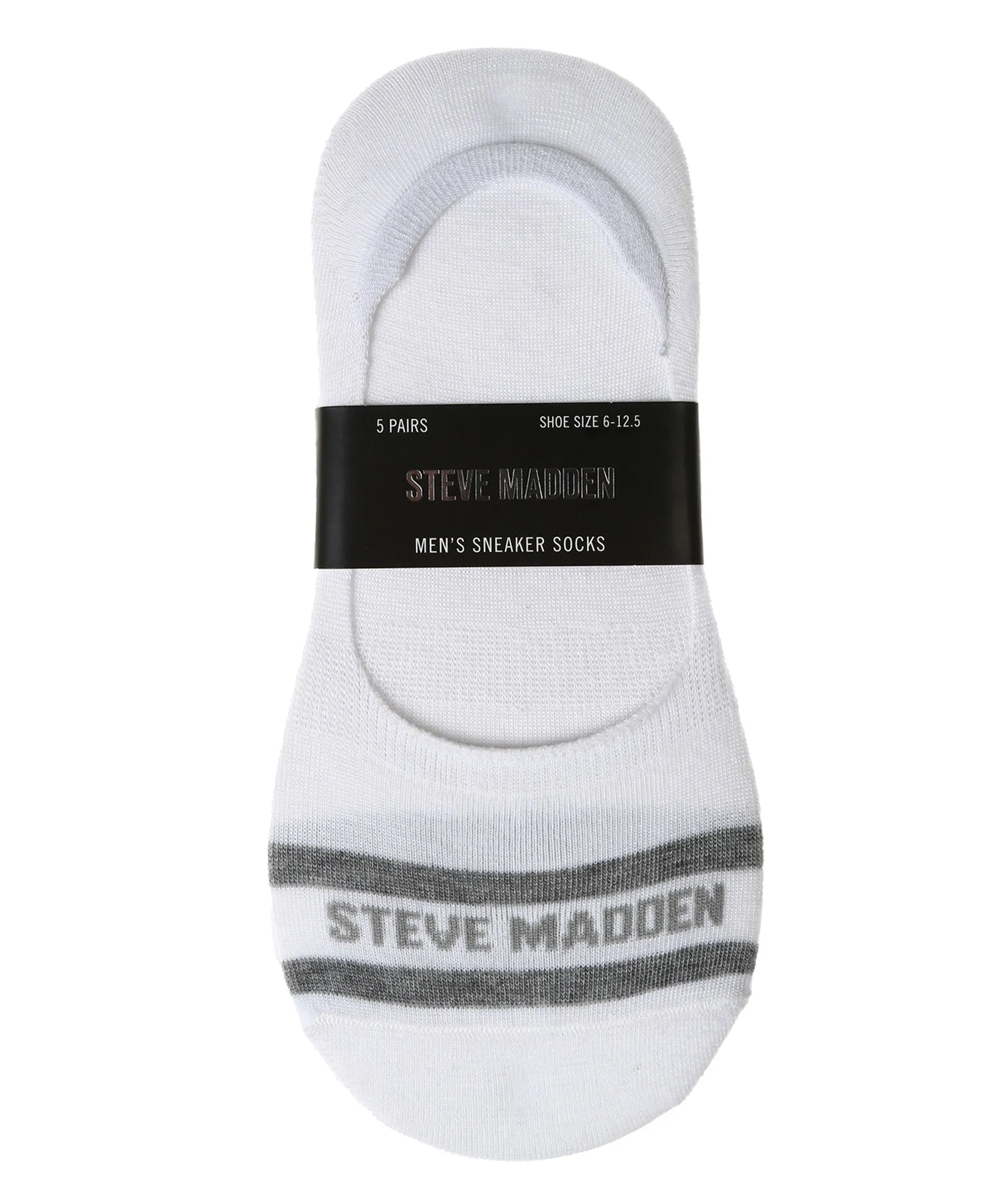 Steve Madden Men's 5 Pair's Comfy Athletic No-Show Invisible Multi Pique Foot Liner / Footies Socks