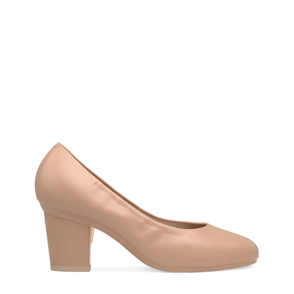 The Ballet Pump - Latte Stretch Leather 3 Block