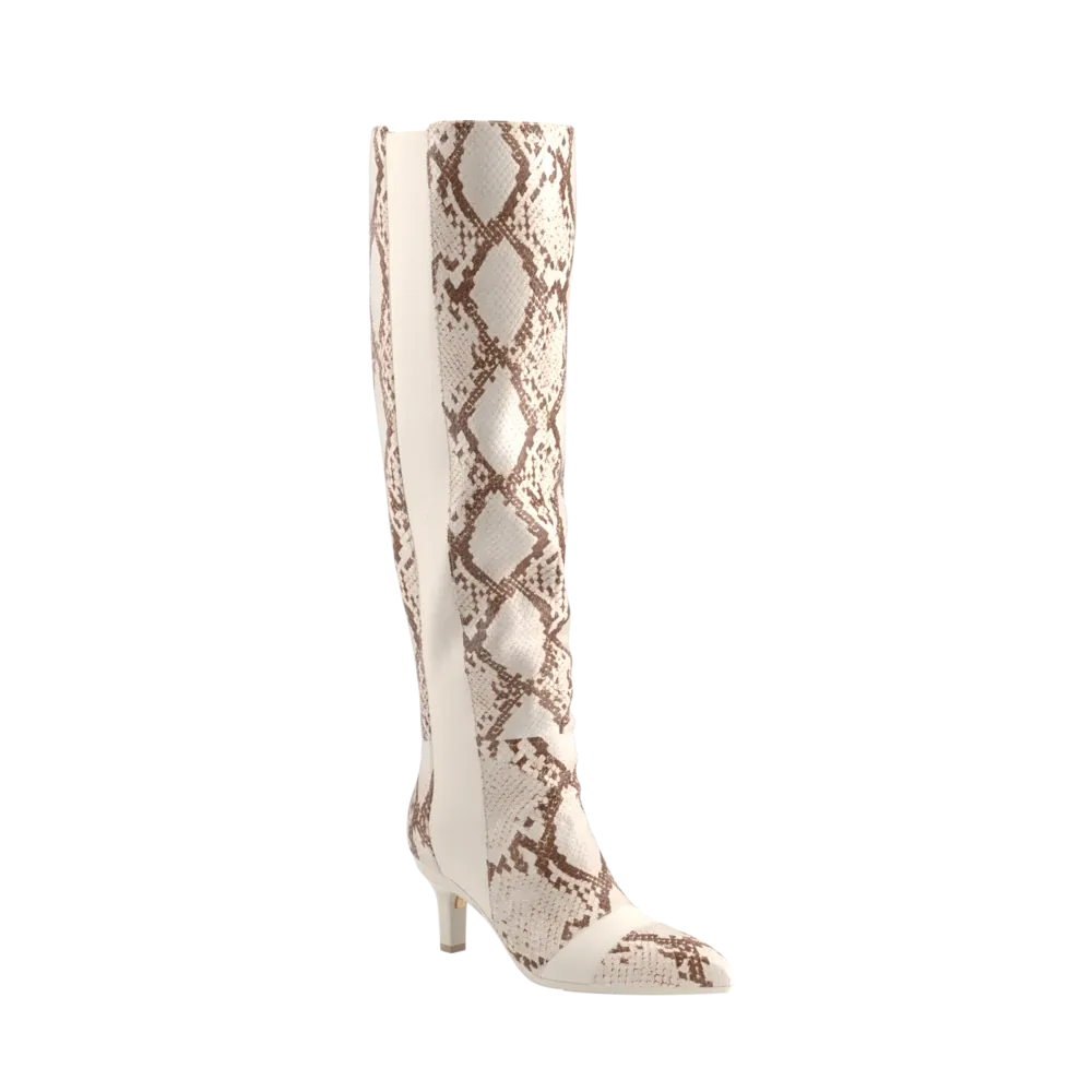 The Knee High Boot - Ivory Snakeskin 3 Stiletto