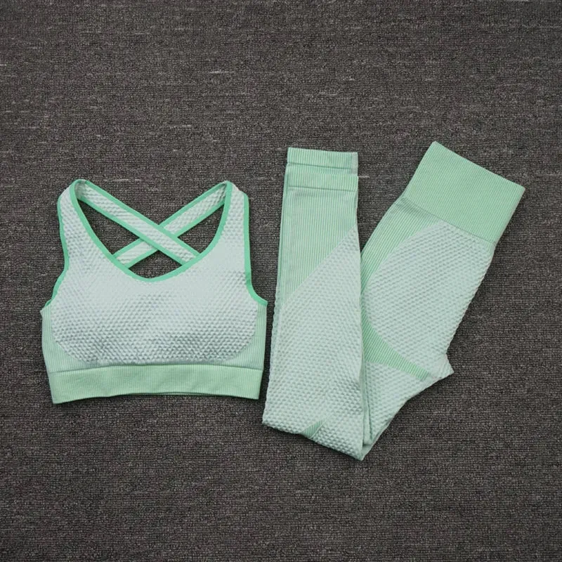 Trendy Workout Yoga Crop Top And Bottom Set