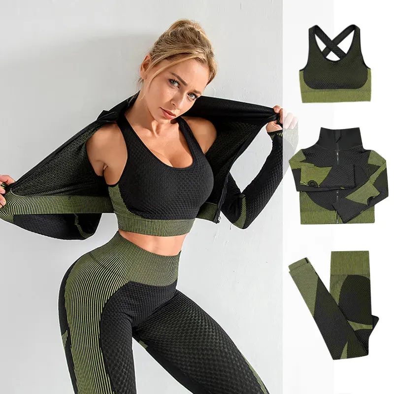 Trendy Workout Yoga Crop Top And Bottom Set