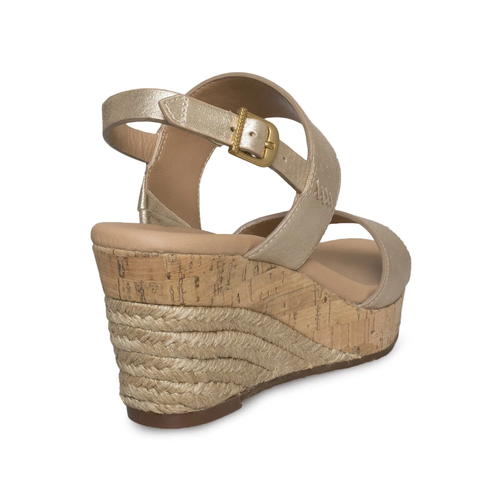 UGG Elena Metallic Soft Gold Sandals