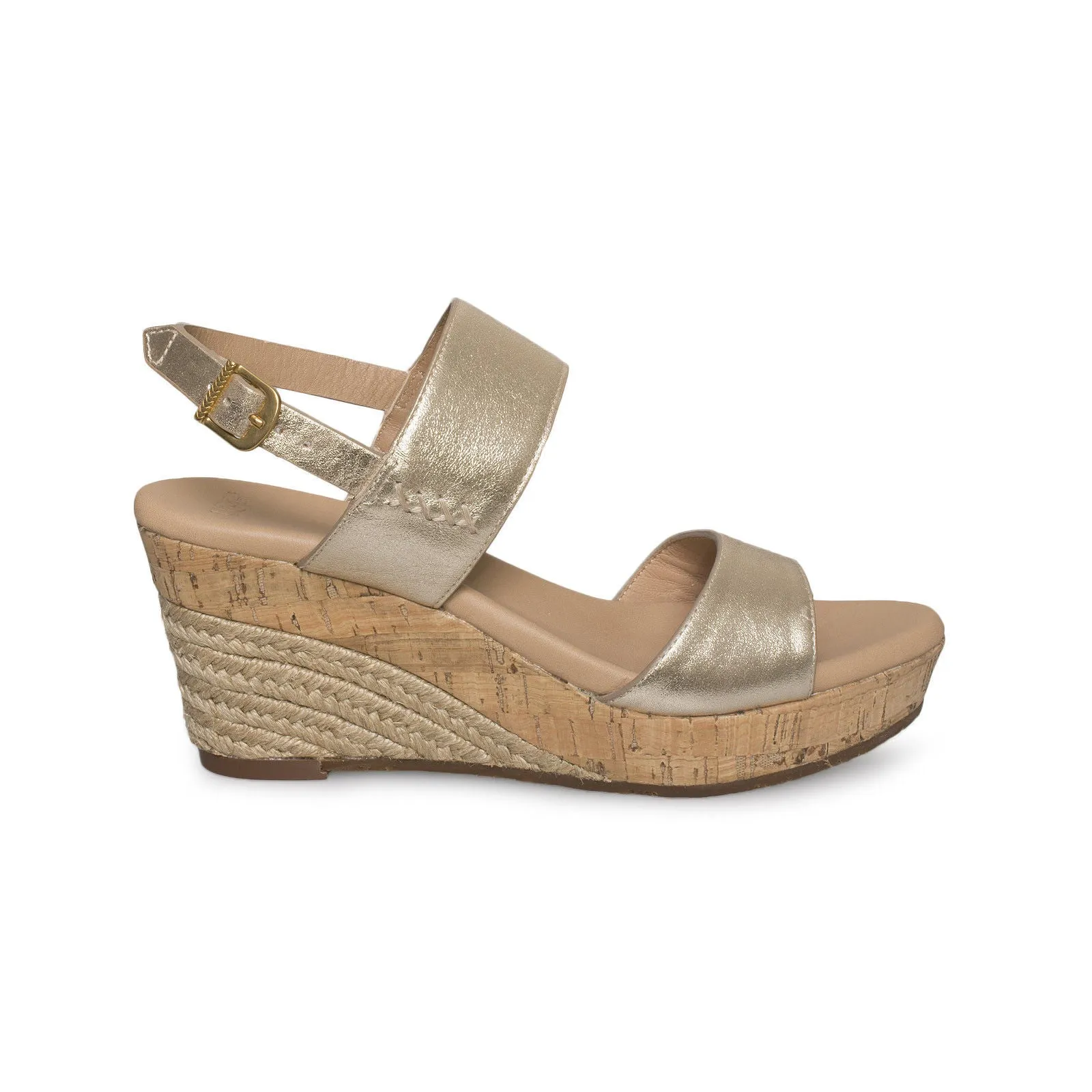 UGG Elena Metallic Soft Gold Sandals