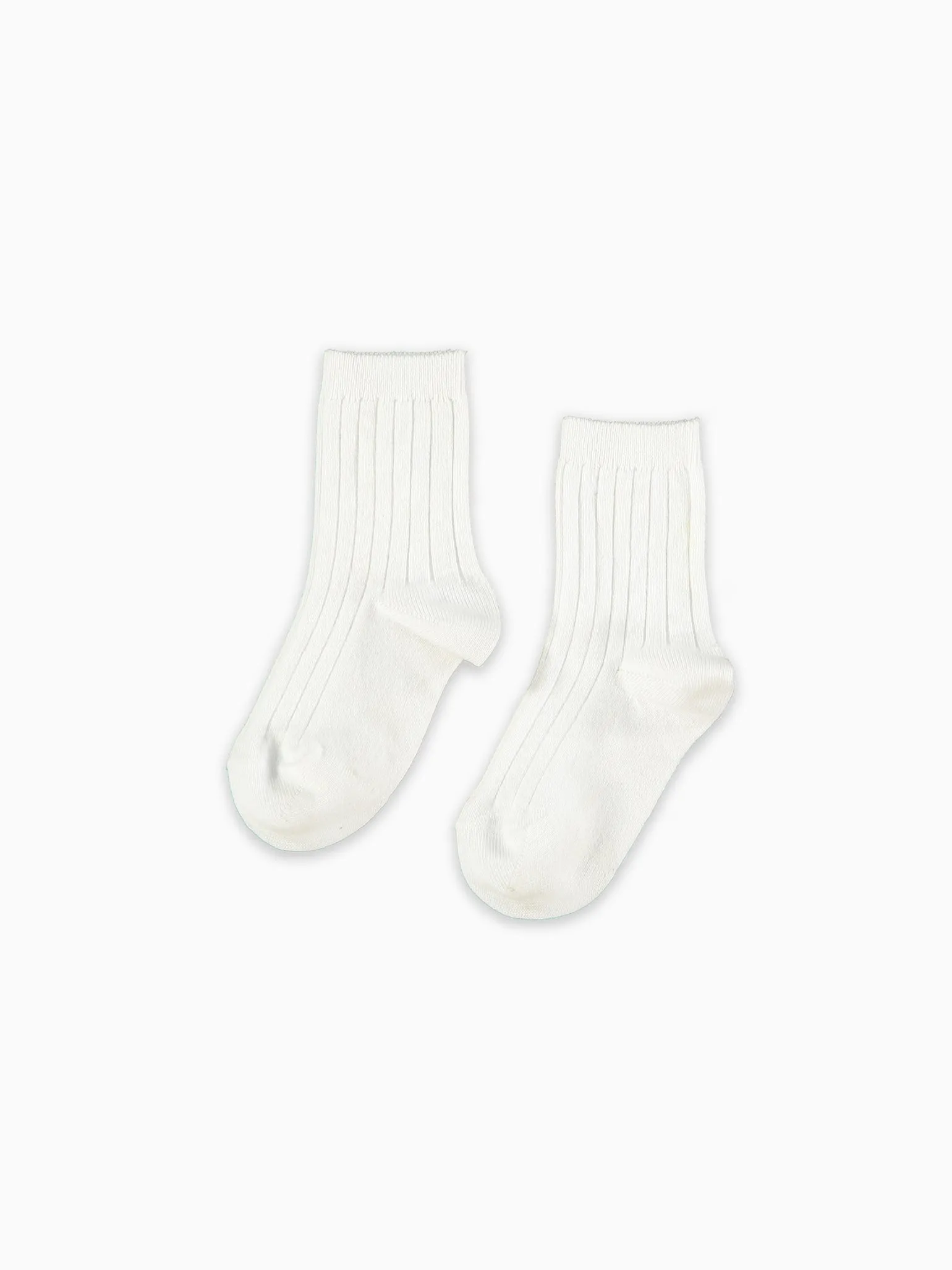 White Ribbed Short Kids Socks Set