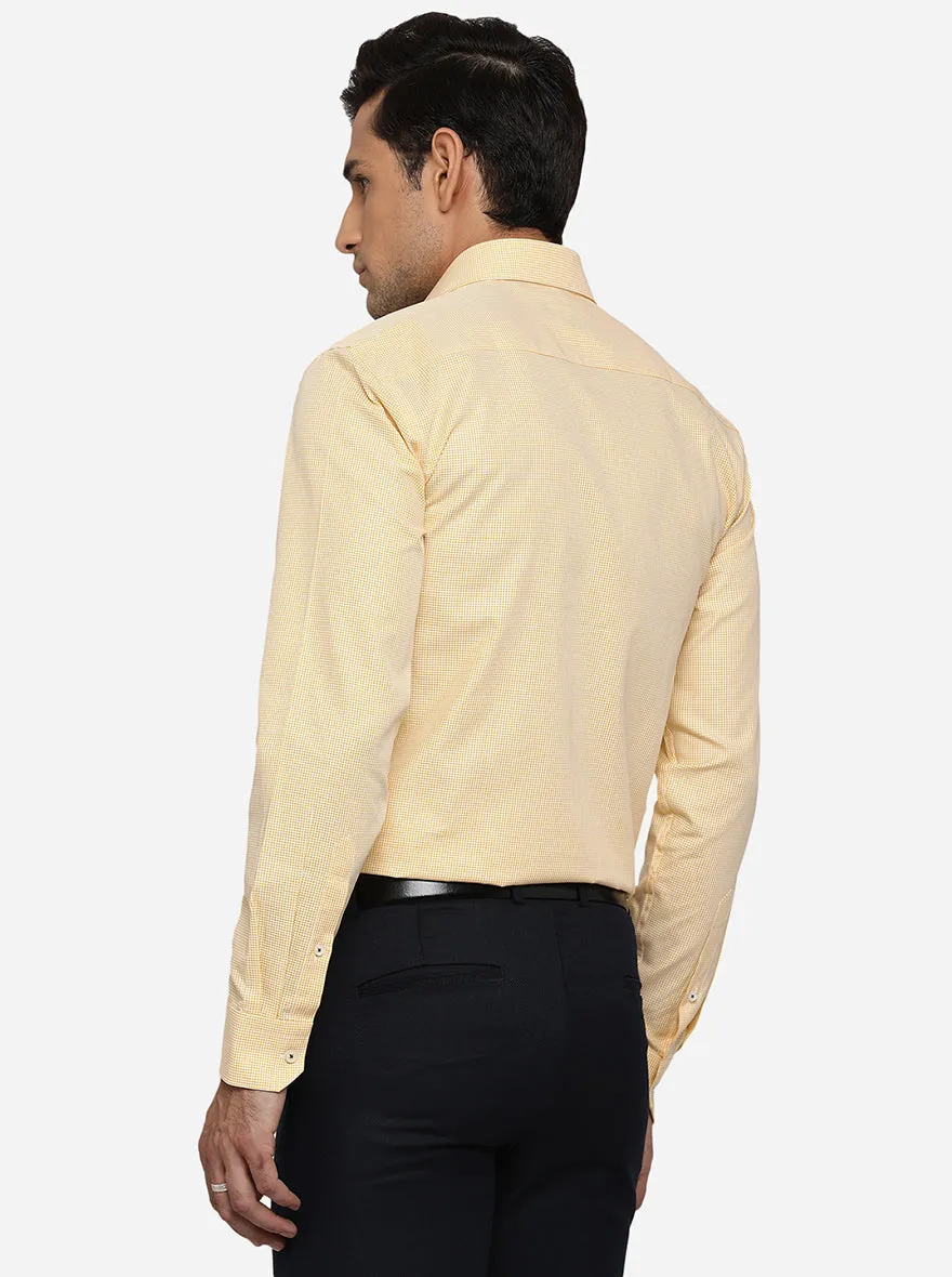 Yellow Dobby Regular Fit Formal Shirt | JadeBlue