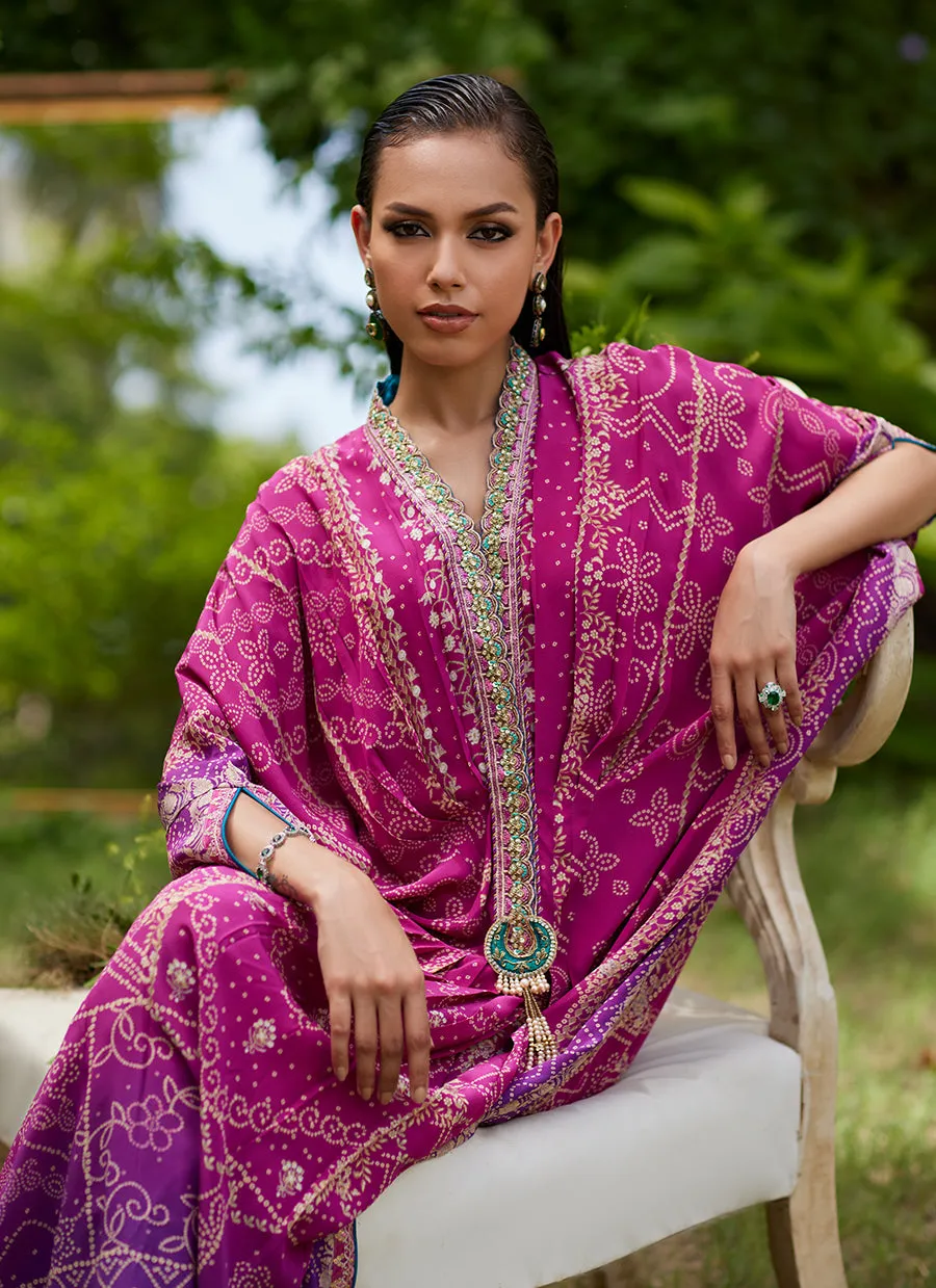 Zahli Magenta Ombre Kaftan